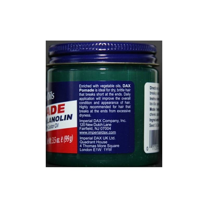 Pommade Capillaire DAX Bergamote 100g - Huile D'olive Et Ricin - Tous Cheveux
