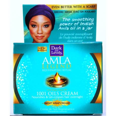 dark  end lovely amla legend 1001 oils cream nourishes & un-creases hair overnight