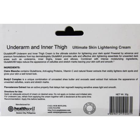 glutamax ultimate skin lightening cream gel - gel éclaircissant pour aisselles et maillot