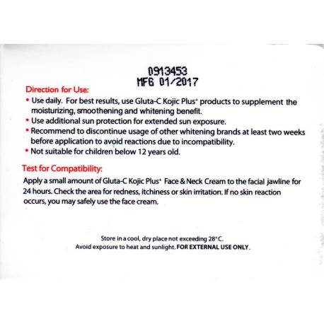 Gluta-C with Kojic Plus Whitening System Face and neck cream - crème visage et cou