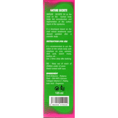 nature secrète huile de réparation de peau à la bave d'escargot+collagène
