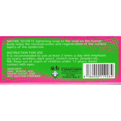 Nature Secrète savon éclaircissant à la bave d'escargot + collagène Nature Secrète savon éclaircissant à la bave d'escargot + collagène