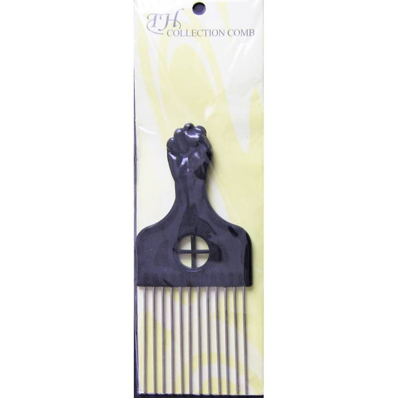 Peigne afro plastique noir médium 11 piques - Eurostil