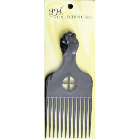 Black fist afro comb - plastic teeth