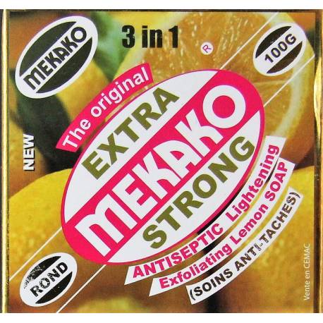 Mekako savon antiseptique extra fort 3 en 1 éclaircissant, gommant au citron