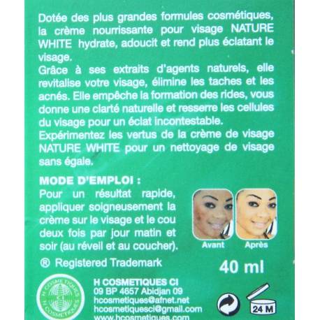 nature white crème de visage nourrissante