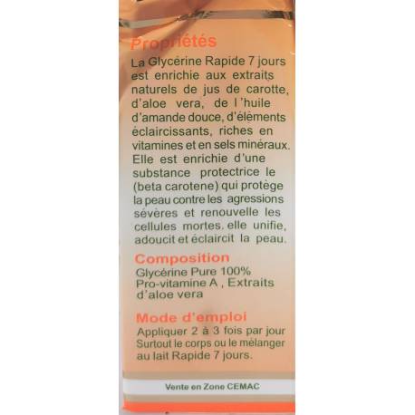 rapide 7 jours glycerine extra eclaircissante